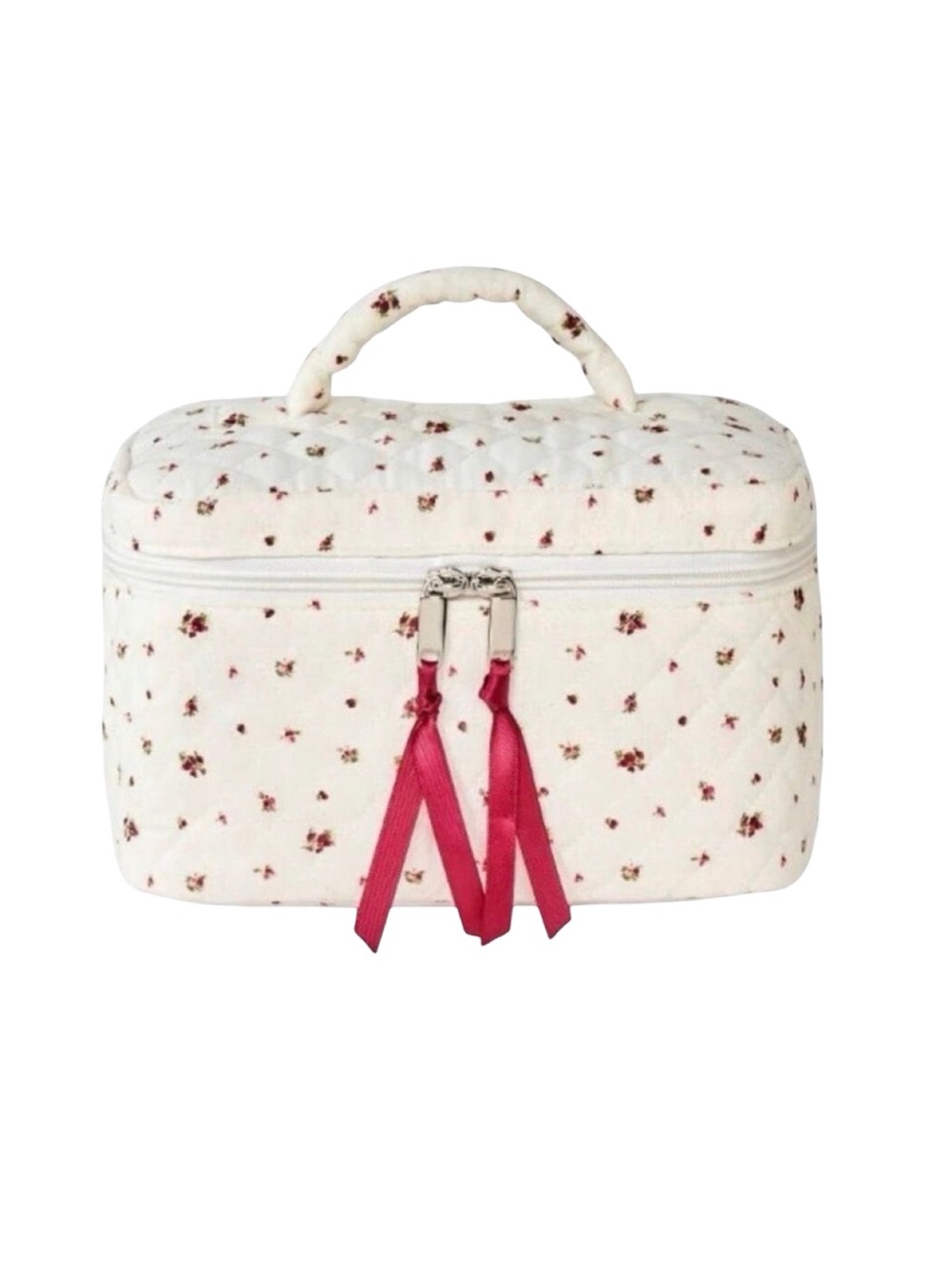 Wild Fable Vanity Top Handle Zip Around Quilted Floral / Rosebud Cosmetics Bag